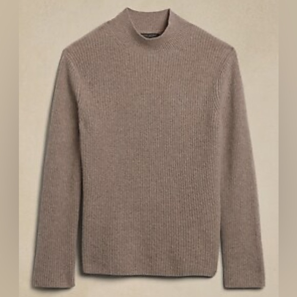 Banana Republic Curio Cashmere Ribbed Sweater in Grounded Taupe